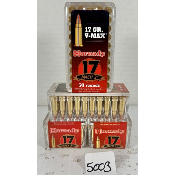 AMMO: 200X HORNADY .17 MACH 2 - 17 GR POLY TIP