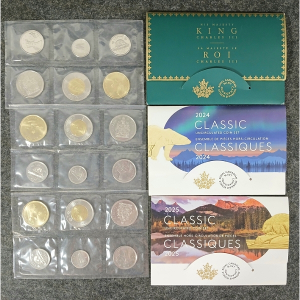 LOT OF 3 - 2023-2025 RCM UNCIRCULATED COIN SETS - INCL KING CHARLES III
