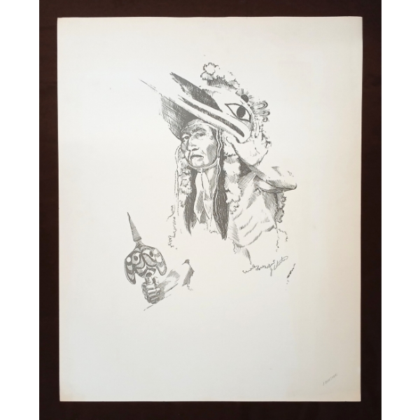 WEST COAST INDIGENOUS PERSON BY JOHN CHESTER (PRS CDN ARTIST) - PRINT