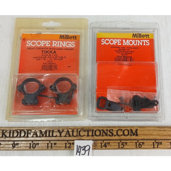 LOT OF 2 - MILLET 1IN TIKKA SCOPE RINGS & UNIVERSAL MOUNTS