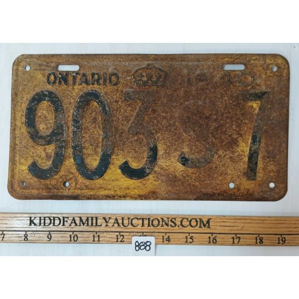 1940 ONTARIO LICENSE PLATE