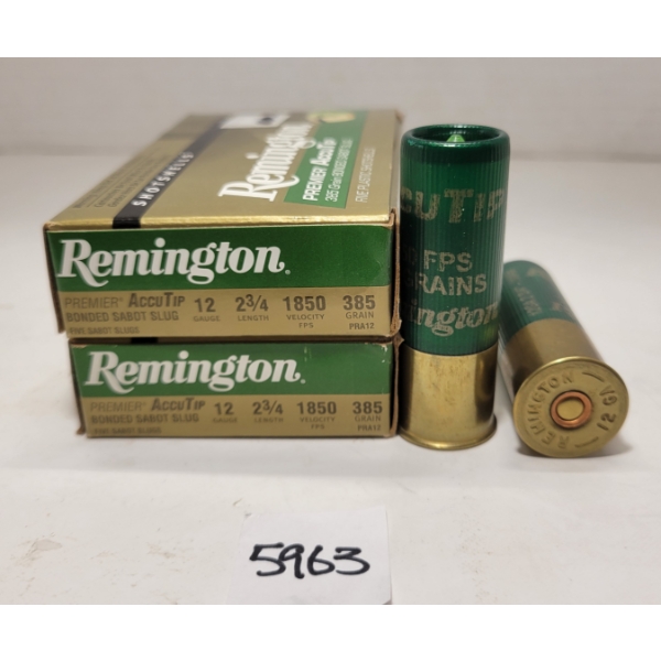AMMO: 9X REMINGTON PREMIER ACCUTIP 12GA - 2 3/4IN - 385GR - BONDED SABOT SLUG