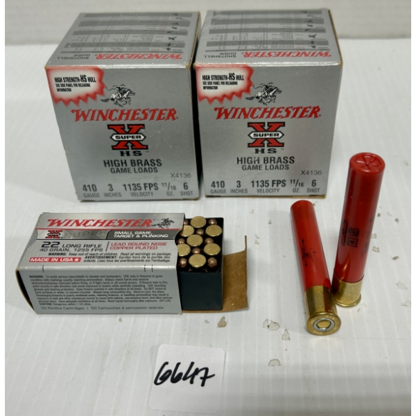 AMMO: 50X WINCHESTER .410 GA 3 IN - #6 & 50X .22 LR - 40 GR