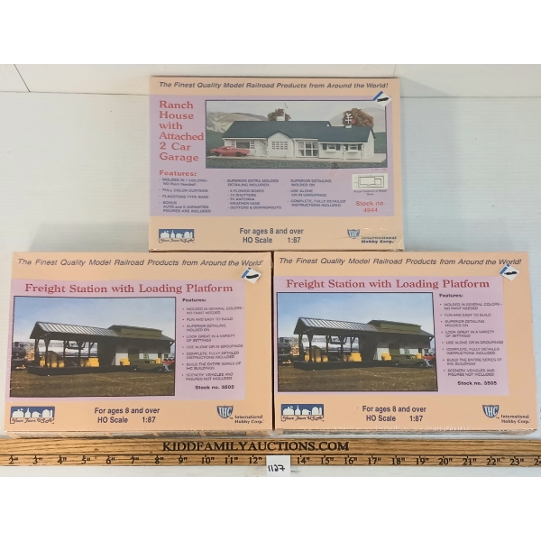 LOT OF 3 - INTERNATIONAL HOBBY CORP. - FREIGHT STATION & RANCH HOUSE KITS - SEALED