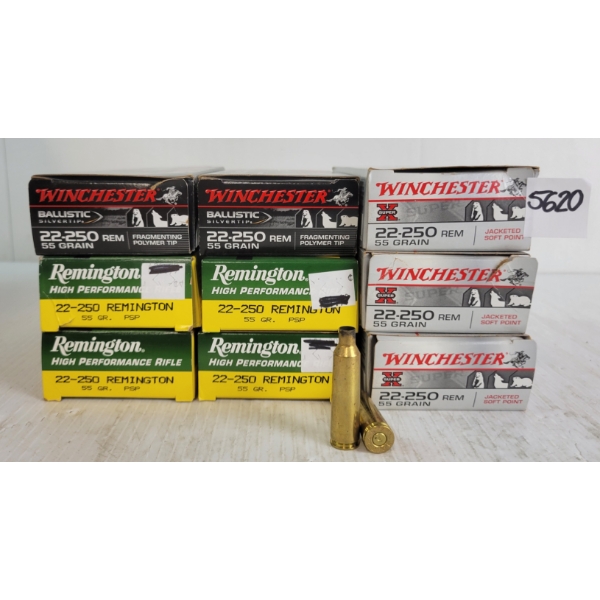 BRASS: APPROX 180X MIXED .22-250REM - 55GR - ONCE FIRED