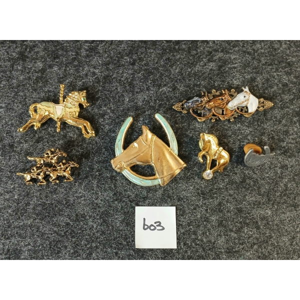 LOT OF 6 - HORSE MOTIF BROOCHES & PINS
