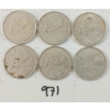 Image 2 : LOT OF 6 - 1968 CDN 25 CENT SILVER COINS