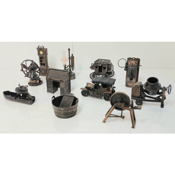 LOT OF 11 - PENCIL SHARPENERS & MINI MODELS - BRONZE DIECAST