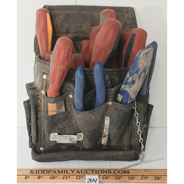 LOT OF 18 - CORDURA TOOL BAG W/ CONTENTS - SCREWDRIVERS, EXACTO-KNIFE, PLIERS, ETC