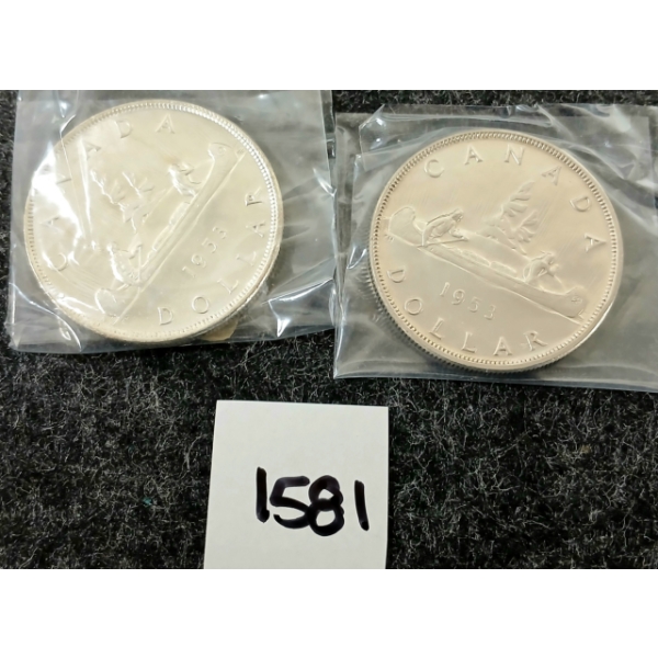 LOT OF 2 - 1953 CDN SILVER DOLLARS - VOYAGEUR
