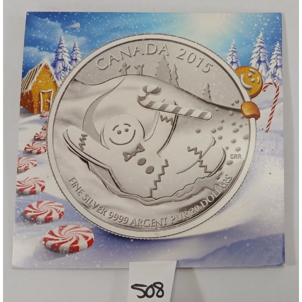 2015 RCM $20 SILVER COIN - GINGERBREAD MAN
