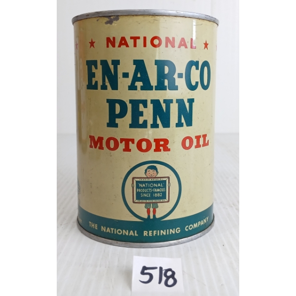 EN-AR-CO PENN MOTOR OIL QT CAN