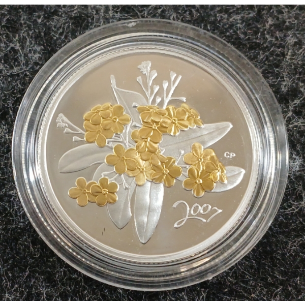 2007 RCM STERLING SILVER PROOF 50 CENT COIN - GOLDEN FORGET-ME-NOT