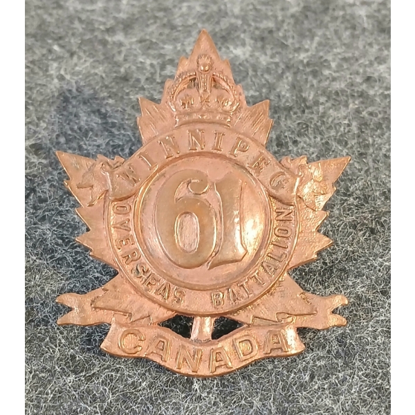 WWI 61ST WINNIPEG BATTALION CAP BADGE - R.J. INGLIS LTD.