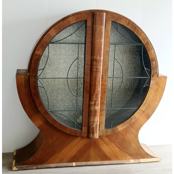 CIRCULAR CHINA CABINET - ART DECO - WALNUT 