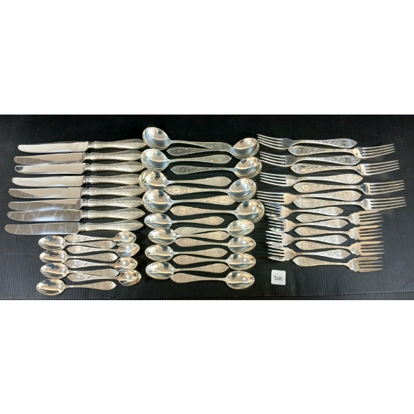 BIRKS STERLING SILVER - TUDOR SCROLL PATTERN FLATWARE SET