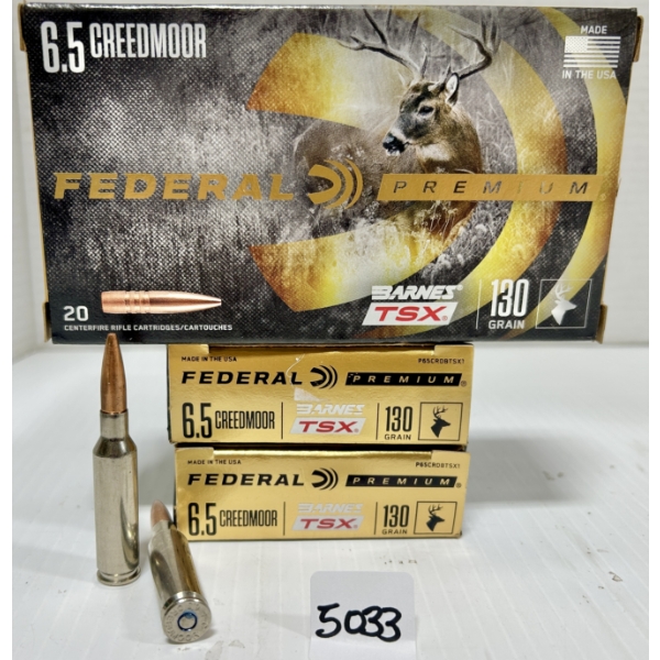 AMMO: 60X FEDERAL 6.5 CREEDMOOR - 130 GR HP