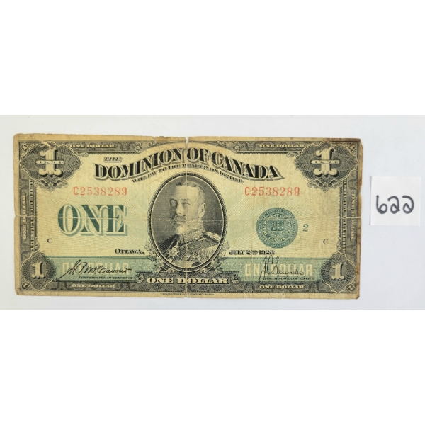 1923 DOMINION OF CANADA $1 HORSE BLANKET