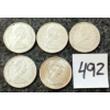 Image 2 : LOT OF 5 - 1967 CDN 25 CENT SILVER COINS