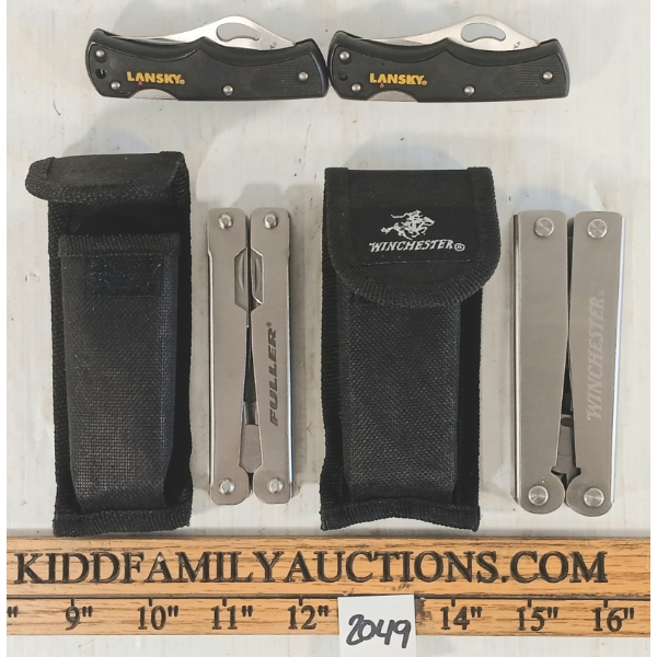 LOT OF 4 - WINCHESTER MULTI-TOOLS & LANSKY POCKET KNIVES