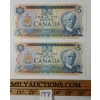 Image 1 : LOT OF 2 - 1979 CDN $5 BANKNOTES - SEQUENTIAL
