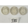 Image 1 : LOT OF 3 - 1963 CDN 50 CENT SILVER COINS