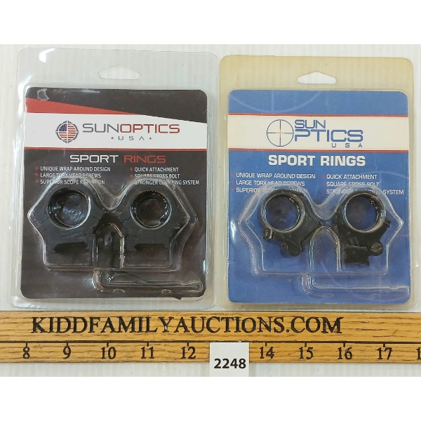 LOT OF 2 - SAVAGE TIPOFF MOD 99 SCOPE RINGS & SUNOPTICS 1IN MED. SPORT SCOPE RINGS