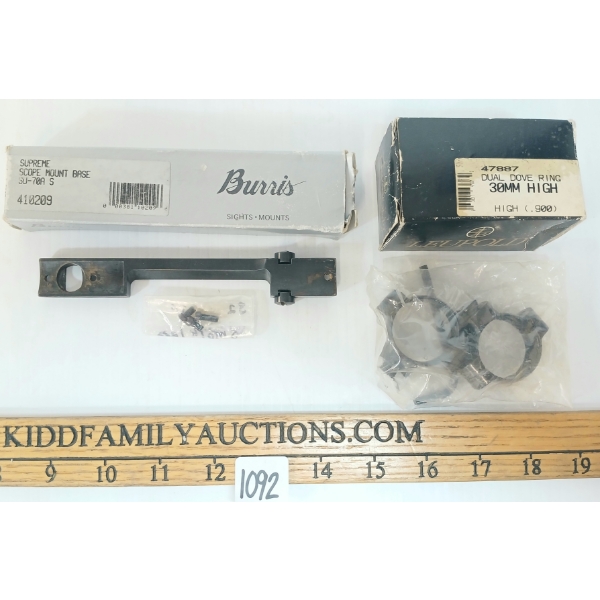 LOT OF 2 - LEUPOLD 30MM HIGH DUAL DOVETAIL RINGS & BURRIS SUPREME SCOPE MOUNT BASE FOR WIN MOD 70