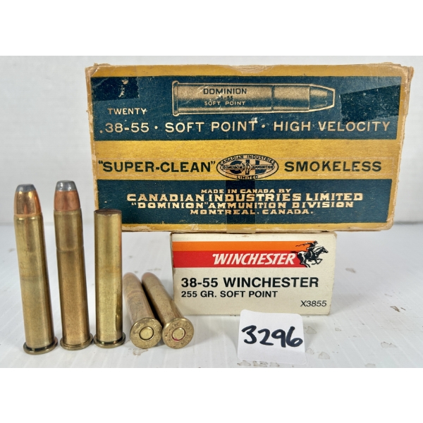 AMMO / BRASS: 34X LIVE & 6X BRASS .38-55 WIN - 255 GR SP