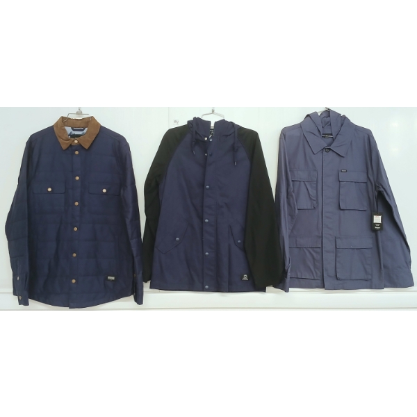 LOT OF 3 - BRIXTON & LIFETIME JACKETS - FT HATCHET, ARBUS & SEEKER STYLES