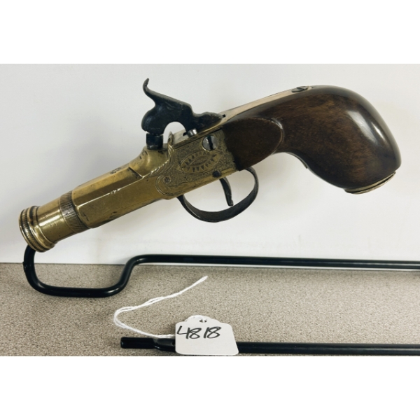 UNKNOWN CAPLOCK PISTOL IN .54 BP - ANTIQUE, NO PAL REQUIRED 