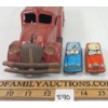 Image 2 : LOT OF 3 - WYANDOTTE PRESSED STEEL DELIVERY WAGON & TIN WIND UP CARS