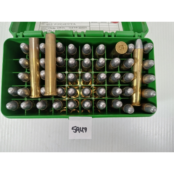 AMMO / BRASS: 48X MIXED .405 WIN - 288GR - RN RELOADS LIVE - 2X BRASS