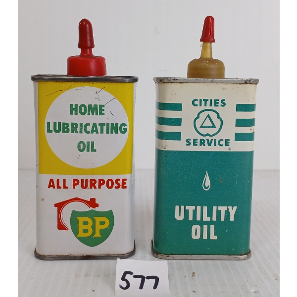 LOT OF 2 - CITIES SERVICE UTILITY OIL & BP ALL PURPOSE HOME LUBRICATING OIL 4OZ CANS
