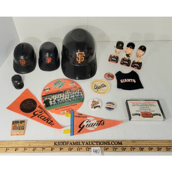 JOB LOT - SAN FRANCISCO GIANTS BASEBALL COLLECTIBLES - BOBBLE-HEADS, PENNANTS, HELMET, ETC
