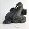 Image 2 : WALRUS BY L. AALLAK(?) - STONE W/ IVORY TUSKS