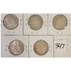 Image 2 : LOT OF 5 - 1966 CDN SILVER HALF DOLLARS