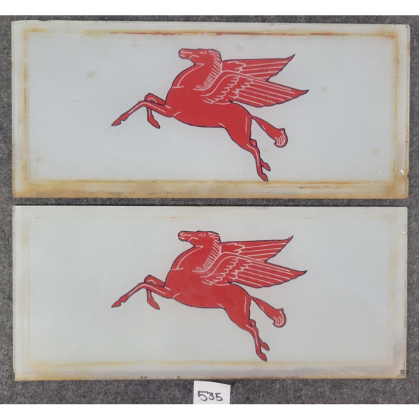 PAIR OF MOBIL GAS PUMP PLATES