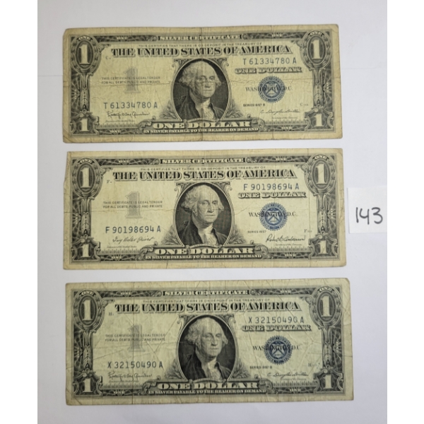 LOT OF 3 - 1957 U.S. $1 BANKNOTES