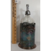 Image 3 : ZARROW BOTTLING WORKS - CLEAR ACID-ETCHED - SELTZER BOTTLE W/ BOURNISHED METAL HOLDER