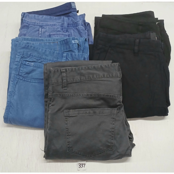 LOT OF 5 - MEN'S BLACK, GREY & BLUE PANTS - MFG MINIMUM, DEUS EX MACHINA, LIFETIME, ETC