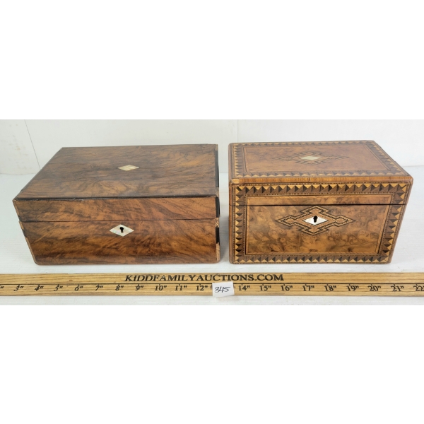 LOT OF 2 - TUNBRIDGE WARE TRINKET BOXES W/ MOTHER OF PEARL INLAY