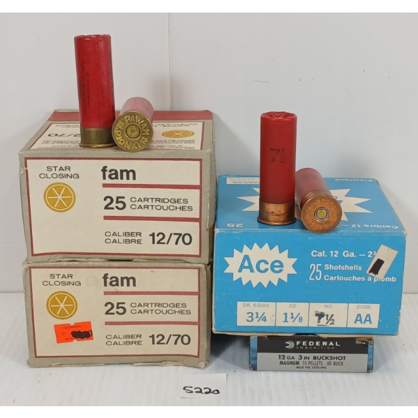 AMMO: 80X MIXED 12GA - 2 3/4 & 3IN - #4, 7 1/2 & BUCKSHOT