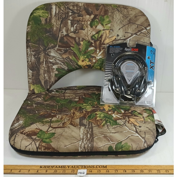 LOT OF 2 - SPORT EAR XT-2 ELECTRONIC HEADMUFFS & AMERISTEP RECLINING TURKEY SEAT