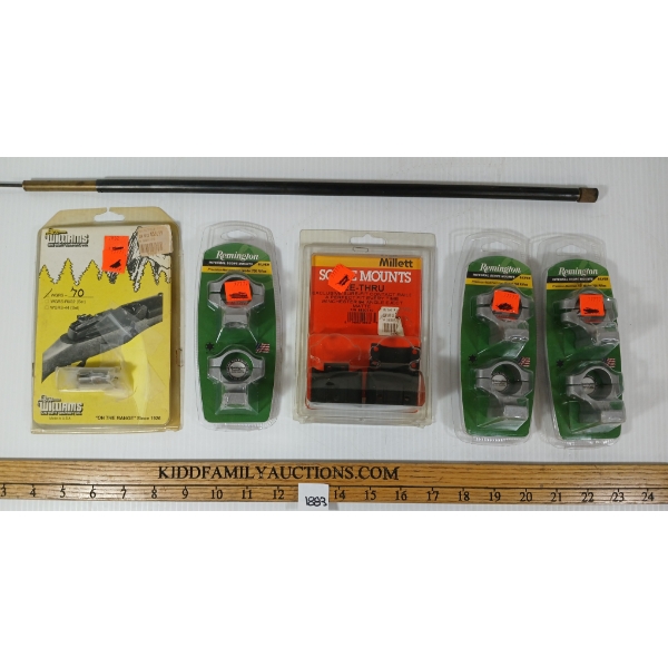LOT OF 6 -  WILLIAMS PEEP SIGHT, MILLET SEE-THRU SCOPE MOUNTS, ETC