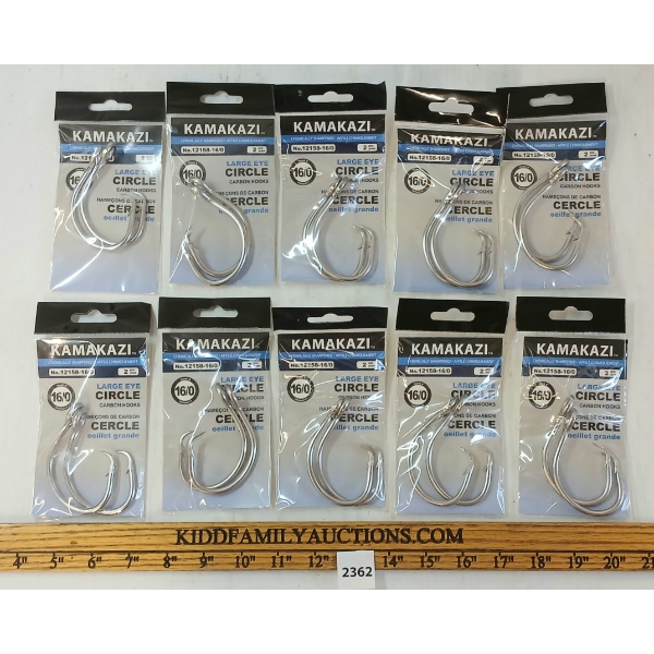 LOT OF 10 - KAMAKAZI LARGE EYE CIRCLE HOOKS