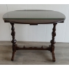 Image 3 : 19TH CENTURY ENGLISH BEAUCRAFT WALNUT DROP LEAF TABLE W/ GLASS TOP
