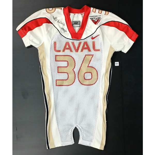 ROUGE ET OR #36 LAVAL 2003 CHAMPIONS FOOTBALL JERSEY - AUTOGRAPHED