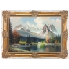 Image 1 : MOUNTAIN LANDSCAPE BY JULIUS GRODNER (GERMAN 20TH CENTURY ARTIST) - FRAMED OIL ON CANVAS