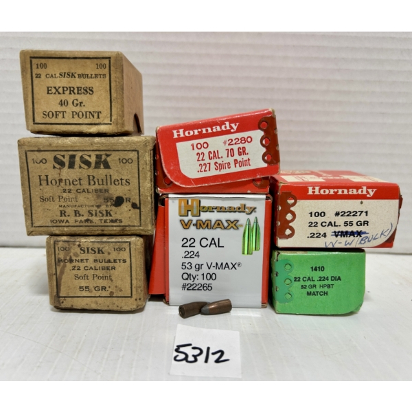 BULLETS: APPROX 300X MIXED .22 CAL 